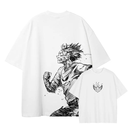 Anime Midoriya Izuku T Shirt My Hero Deku Vintage Washed Tops Tees Harajuku Manga Short Sleeve Oversized T-shirt 100% Cotton