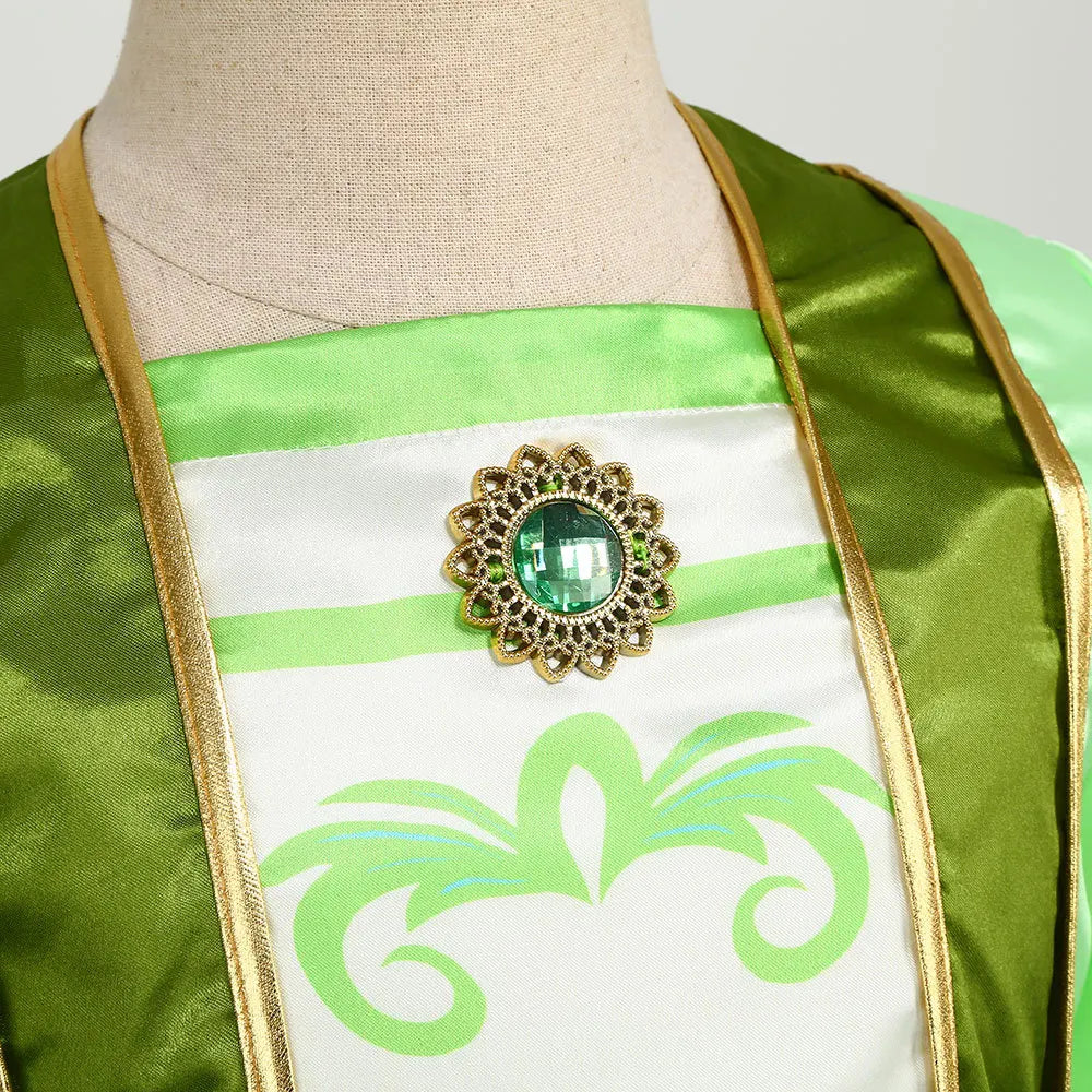 Mulan Cosplay Costume Girl Chinese-style Long-sleeved Hanfu with Hair Accessories Necklace Halloween Girl Hero Costume