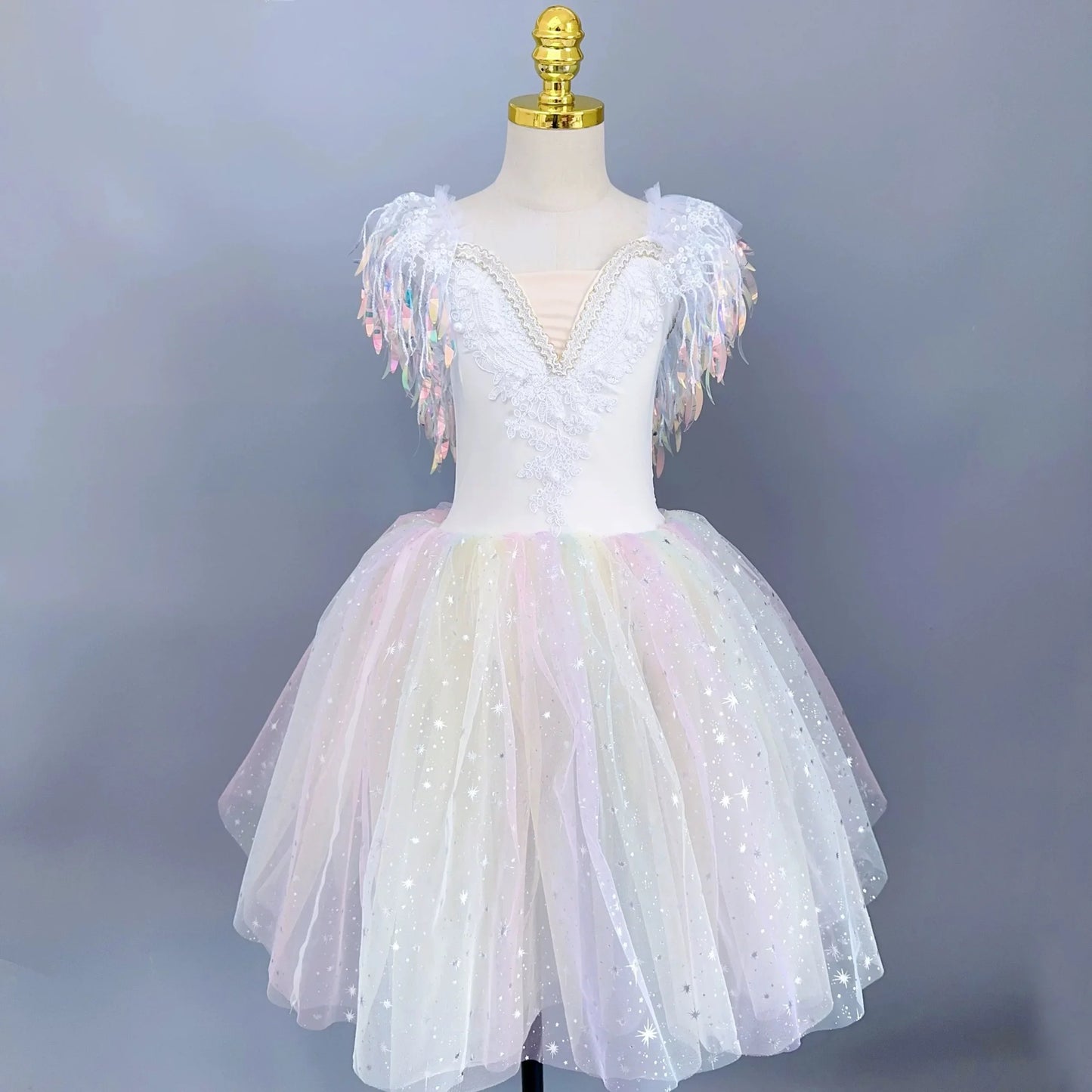 Kids Sequin Ballet Dress Performance Clothes Silver Girls Modern Dance Skirts Children Ballet Tutu Party Princess Dress Costumes