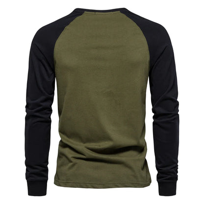 100% Cotton Long Sleeve Men's T-shirt Solid Color Letter Print Casual T shirts for Men New Spring Tops Tee Men Clothing