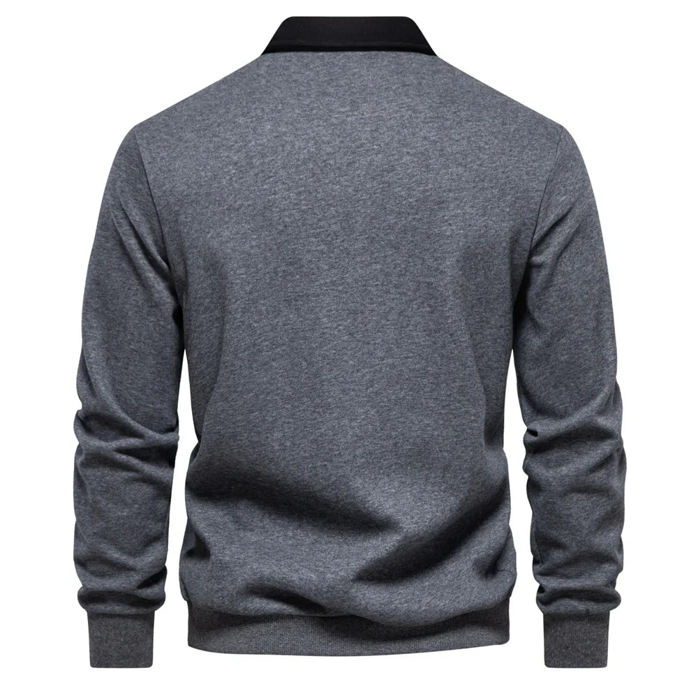 2023 New Autumn Fashion Design Polo Neck Sweatshirts for Men Casual and Social Wear Quality Cotton Mens Sweatshirts