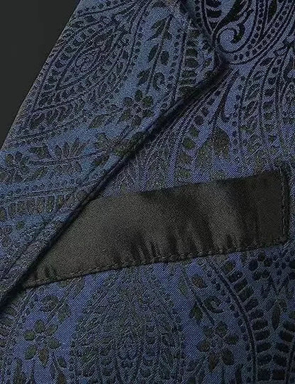 Victorian Floral Jacquard Men Suit Vest Formal Business Lapel Single Breasted Slim Fit Waistcoat Wedding Banquet Party Tops