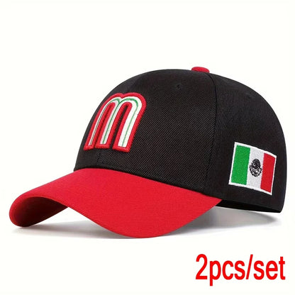Unisex M Letter Embroidery Baseball Caps Spring Autumn Outdoor Adjustable Casual Hats Sunscreen Hat