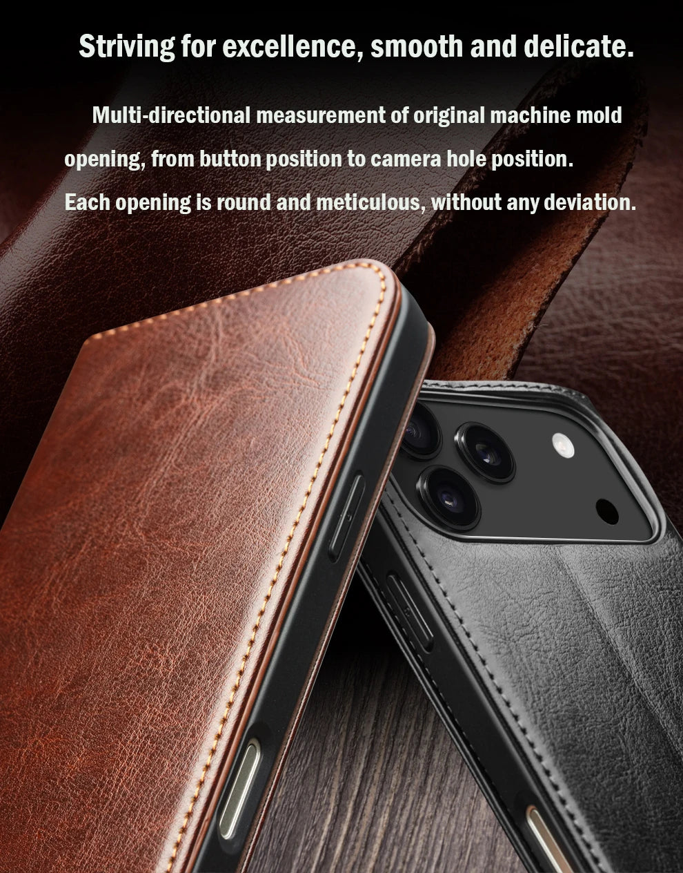 Genuine Leather Flip Case for iPhone 17 Bracket Handmade Business Cover with Card Slots for iPhone 17 Pro Max/17 Air