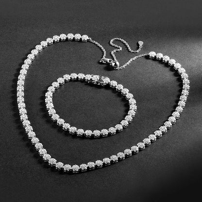 Flower Full 1.5mm D Color Moissanite Diamond Tennis Bracelet for Women 925 Silver GRA Certified Bridal Wedding Bangle Gift