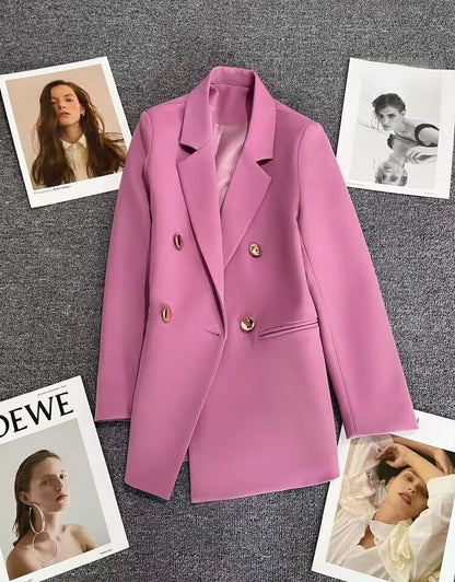 Women's Casual  Jaet Coat 22 Colors Small Suit Outerwear Long Sve Commute Sle Pure Color Spring Season