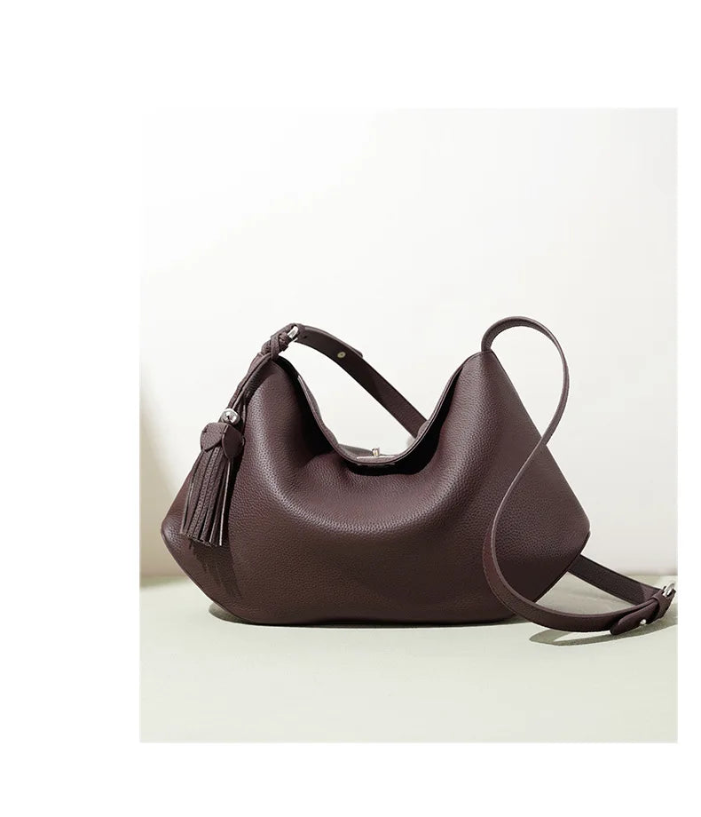 2026 Hot Top Grain Leather Spacious Tote Bag Fashionable Underarm Single Shoulder Crossbody Bag Women Chic Shopping Hobo Handbag