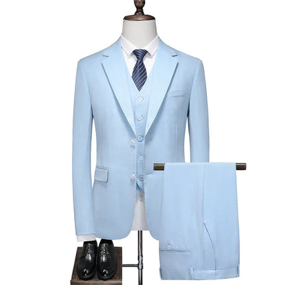 27 Colors ( Blazer + Vest + Pants ) Boutique Fashion Plaid Formal Office Business Mens Suit Three Pieces Groom's Wedding Dress