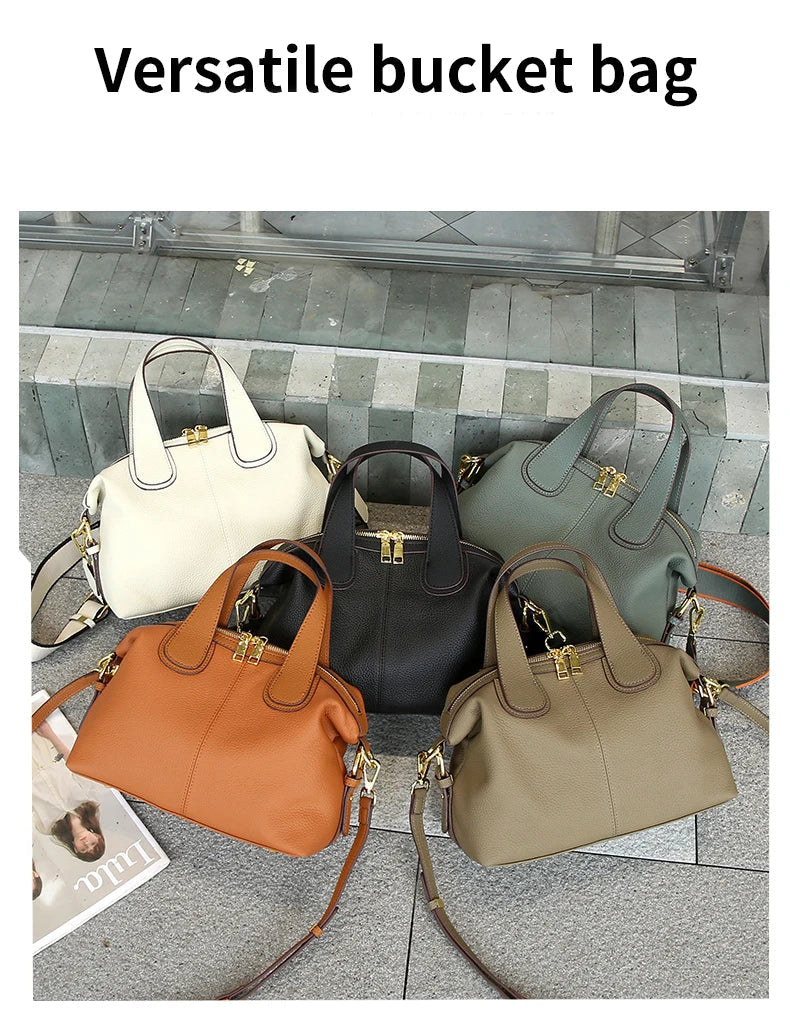 Women's Bag 2025 Trend Natural Cow Leather Bag Female Retro Cowhide Crossbody Bags Ladies Large Capacity Shoulder Bag Women