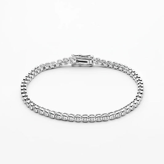 Bracelet De Tennis À Bulles En Moissanite De 2 Mm Pour Femmes En Argent S925, Bracelet De Mariage Scintillant Pouvant Passer Le Test Du Diamant, Bijoux Fins