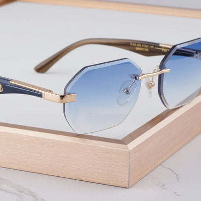 Rimless Polygon Luxury Sunglasses Acetate Alloy Gold Brand Irregular Square Original Classical Retro UV400 Gafas Hot