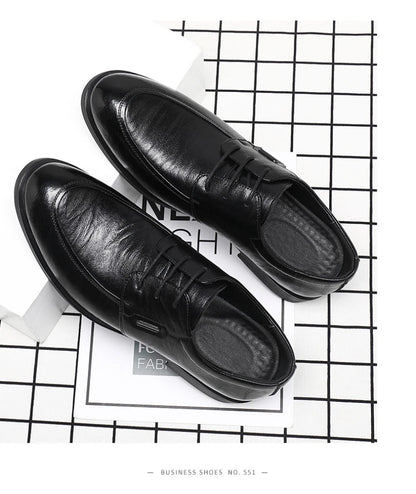 Brown Leather Dress Shoes British Style Lace Up Formal Business Footwear Groom Wedding Shoes Low Top Comfortable Office Shoes