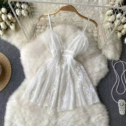Woman Plus Size Sexy V-Neck Strap Dress Lace Trim Slim Short Dress Women Fashion Comfortable Dress Party Hotsweet