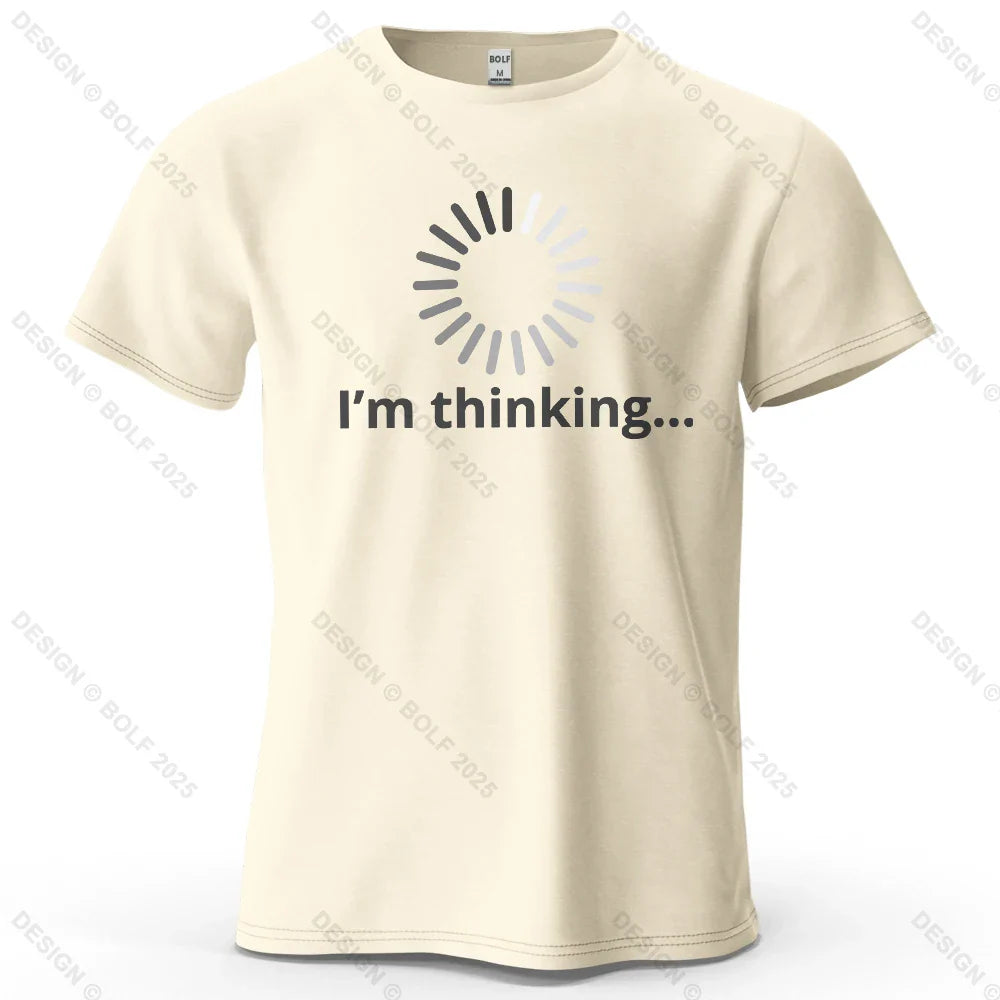 I'm Thinking Creative Printed Men's T-Shirt 100% Cotton Oversized Daily Graphic Tees for Women Tops Tees Casual Streetwear