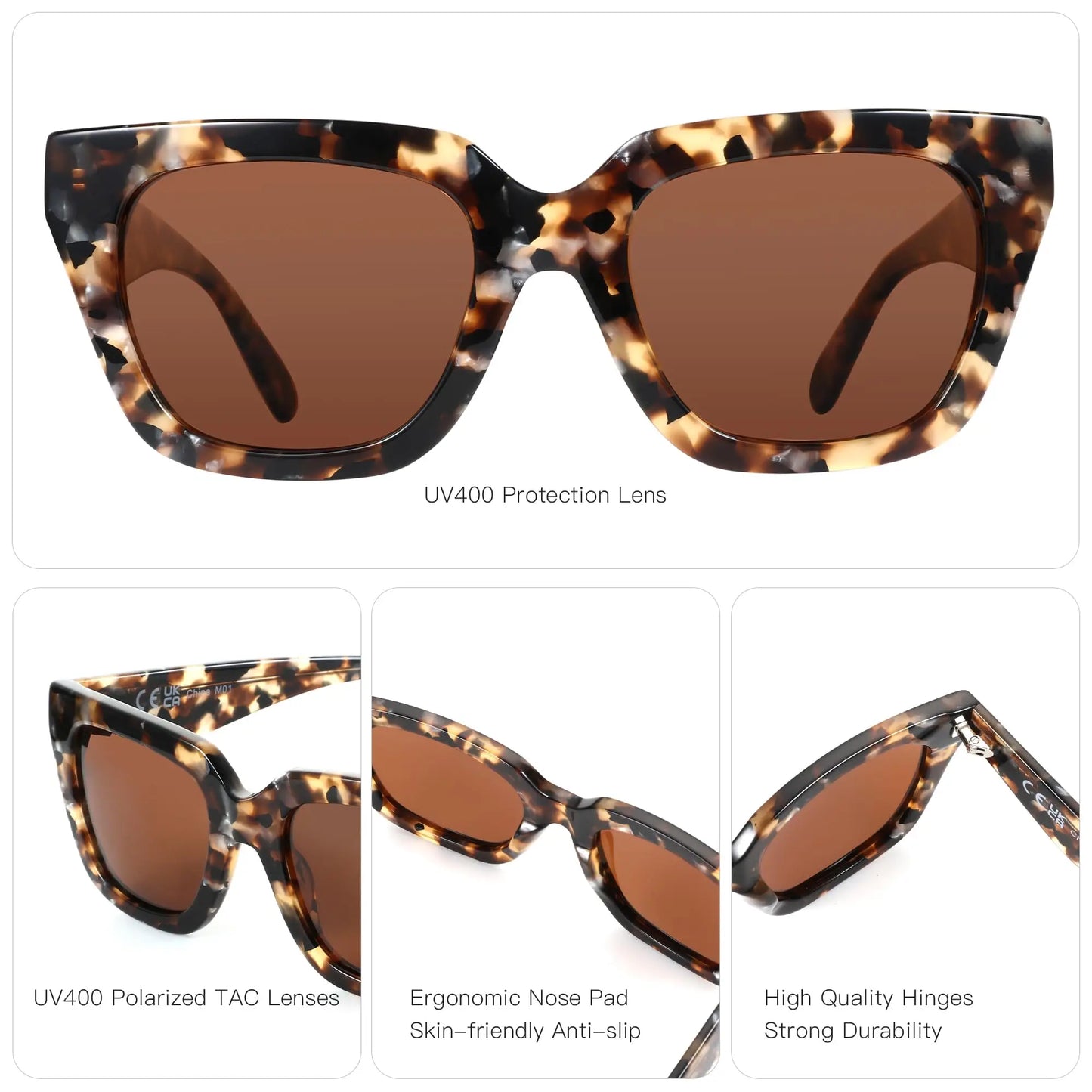 Polarized Sunglasses Women Trendy: Square Designer Sun Glasses - Retro Shades for Vacation with UV400 Protection