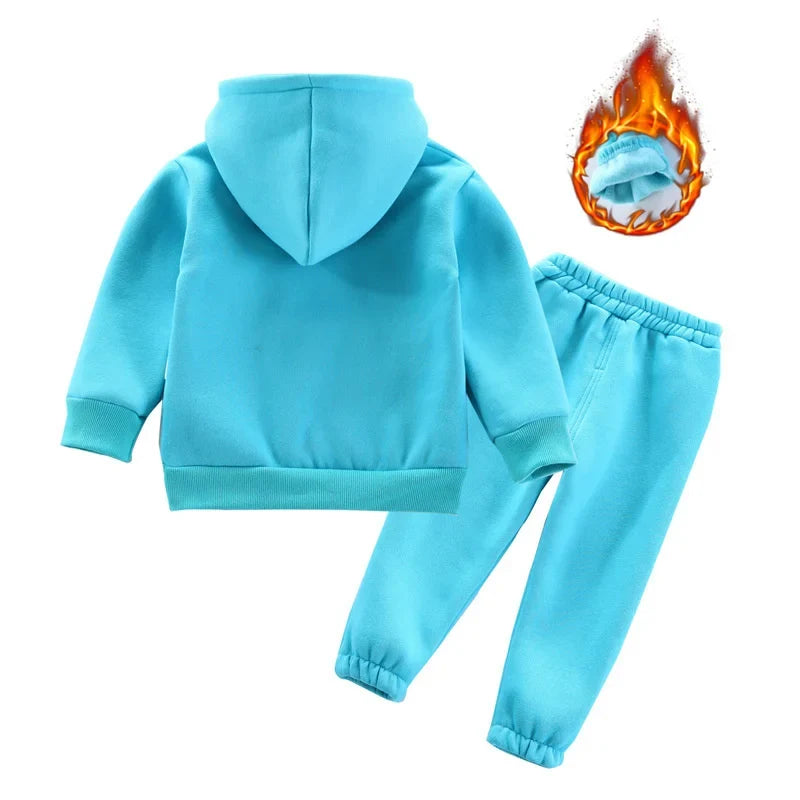 New Autumn Winter Fashion Baby Girls Clothes Children Boys Thicken Hoodies Pants 2Pcs/Set Toddler Sports Costume Kids Tracksuits