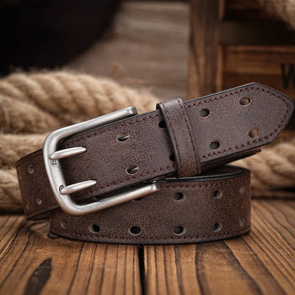 A Men's and Women's Casual Retro Belt Western Style! PU Leather Belt with Metal Buckle, Suitable for Daily Work Wear