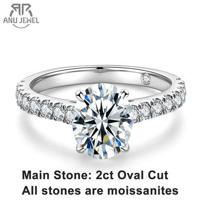 2 Carat Oval Cut D Color Moissanite Ring 18K Gold Plated 925 Sterling Silver Engagement Wedding Rings Wholesale