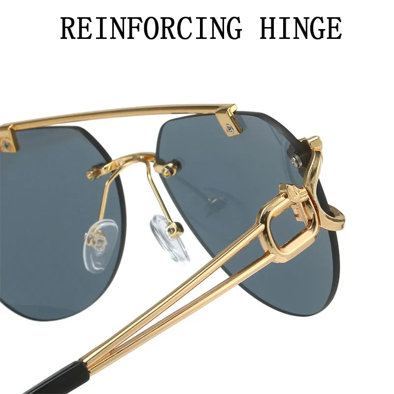 2023 Sunglasses Women Luxury Rimless Vintage Fashion Glasses Lunette Oversized Shades De Soleil Femme Gafas De Sol Mujer Lentes