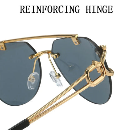 2023 Sunglasses Women Luxury Rimless Vintage Fashion Glasses Lunette Oversized Shades De Soleil Femme Gafas De Sol Mujer Lentes