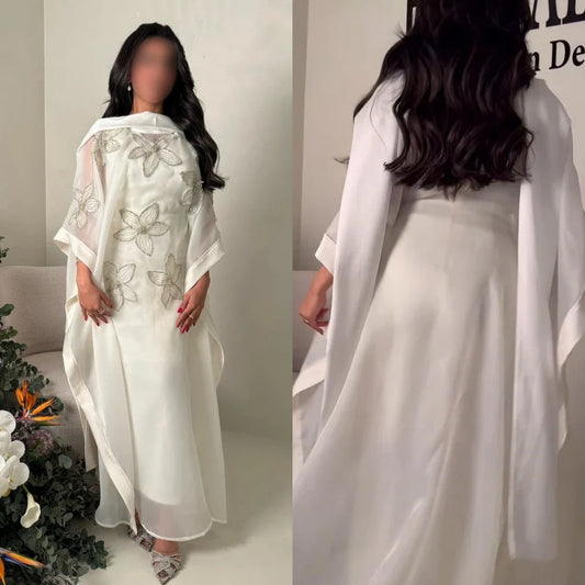 Customized    Organza Appliques Valentine's Day A-line High Collar Bespoke Occasion Dresses Ankle-Length