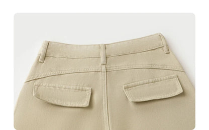 Women Jeans Solid Loose Casual New Split Wide Leg Denim Pant Workwear Female Trousers Spring Autumn 2025