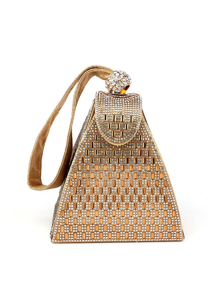 Fashion Lady Evening Bags Acrylic Day Clutch Triangle Design Diamonds Party Shoulder Handbags Banquet Purse