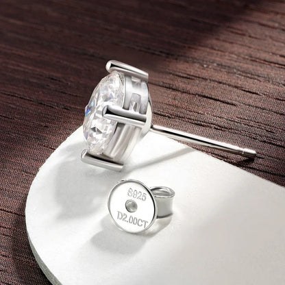 D VVS1 Round Moissanite Earring s925 Sterling Sliver Plated with 18k Gold Earrings for Women Wedding Fine Jewelry Gift
