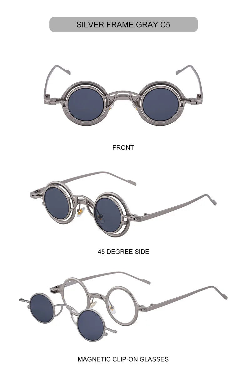 Steampunk Sunglasses For Men Metal Frame Vintage Retro Round Fashion Glasses Punk Dropshipping Gafas De Sol Lunette De Soleil