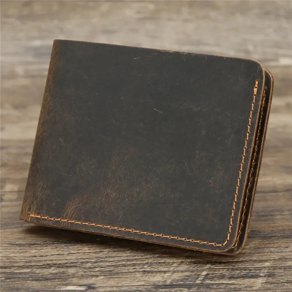 Men's Crazy Horse Leather Wallet, Genuine Leather Wallet, Card Bag, Simple Retro European and American Style, Mens Purse 2026