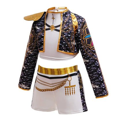Girls Hip Hop Dance Outfit Set Multi Styles Crop Top Jacket Skirt Shorts Kids Jazz Stage Performance Costume