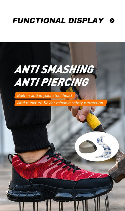 New 2024 Fashion Steel Toe Work Safety Shoes For Men Anti-smash Anti-puncture Indestructible Sneakers Protective Male Footwear