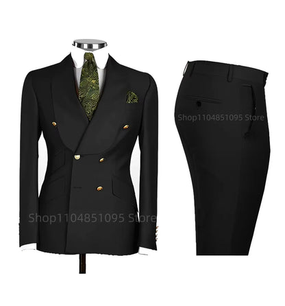 Solid Slim Fit 2 Piece Wedding Men's Tuxedos Formal Groom Suits with Shawl Lapel Blazer And Pants for Prom Party Best Man