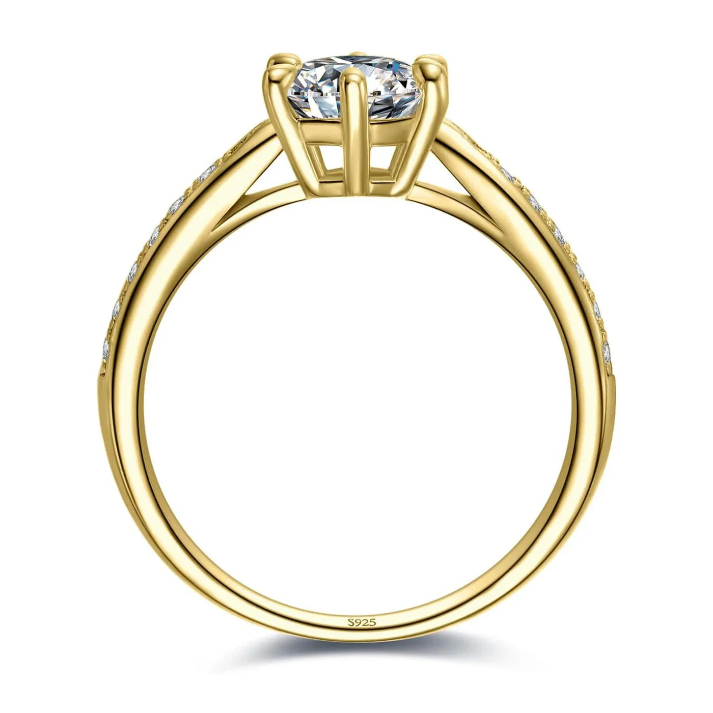 Classic 1-carat Moissanite Ring with Certificate Laboratory Diamond Rings Women Wedding Jewelry 18K Gold Plated S925 Silver