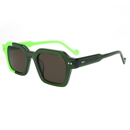 Square Frame Retro Sunglasses Asymmetric Two Tone UV400 for Women Men Polarized Outdoor Lightweight Secure Fit