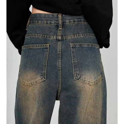 Summer Men Baggy Jeans Unisex Vintage American Style Straight Wide Leg Denim Pants Fashion Brand Hot Sale Casual Trousers
