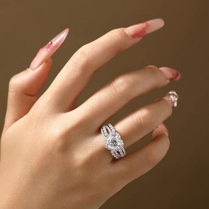 Love Heart Cut 3ct Synthetic Moissanite Luxury Rings for Women Classic 925 Silver Wedding Ring Jewelry Mothers Day Gift