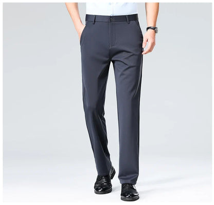 Men Suit Pants Light Thin Elastic Slim Fit Dress Pants Business Solid Casual Straight Leg Trouser Men Clothing Oversize 29-42