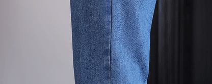 Italian Style Men's High Waist Business Neapolitan Jeans Draped Cuffed Straight Leg Western Pants Youth Trendy Wear Resistant