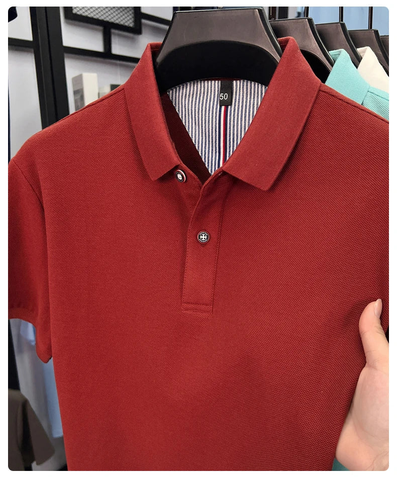100% cotton short sleeve polo shirt comfortable lightweight high-end brand fashionable simple summer men's casual lapel T-shirt