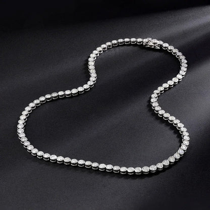 Bezel Full 2/3mm D Color Moissanite Tennis Necklace for Women S925 Silver Plated 18K Gold GRA Certified Diamond Bracelets