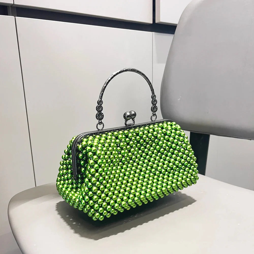 Purses and handbag luxury Designer Clutch purse handmade Pearl decoration Party Wedding Evening bag banquet bag