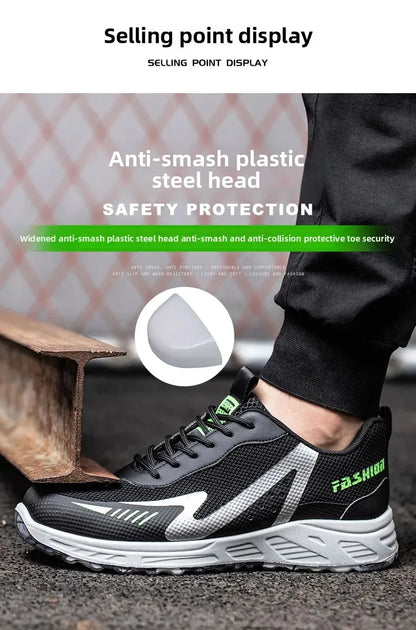 Fashion Insulation 6KV Plastic Toe Cap Labor Protection Shoes Anti Nail Indestructible Work Safety Boots Sneakers Male Footwear