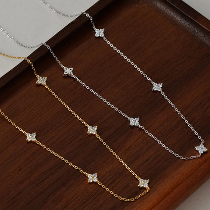 Four-Leaf Clover Moissanite Necklaces for Women 2mm D VVS1 GRA Certified Lab Moissanite s925 Sterling Silver Necklace