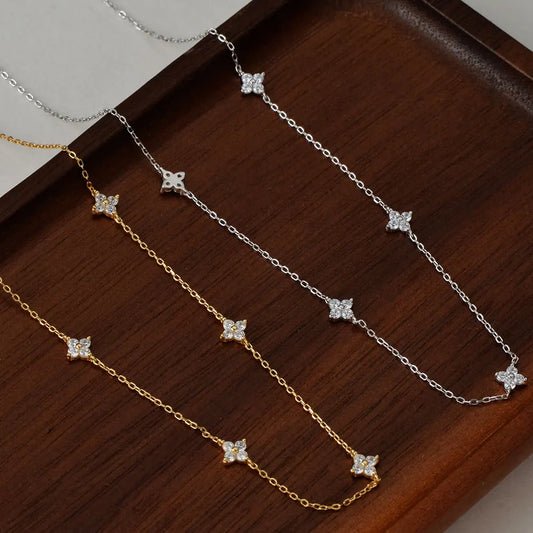 Four-Leaf Clover Moissanite Necklaces for Women 2mm D VVS1 GRA Certified Lab Moissanite s925 Sterling Silver Necklace