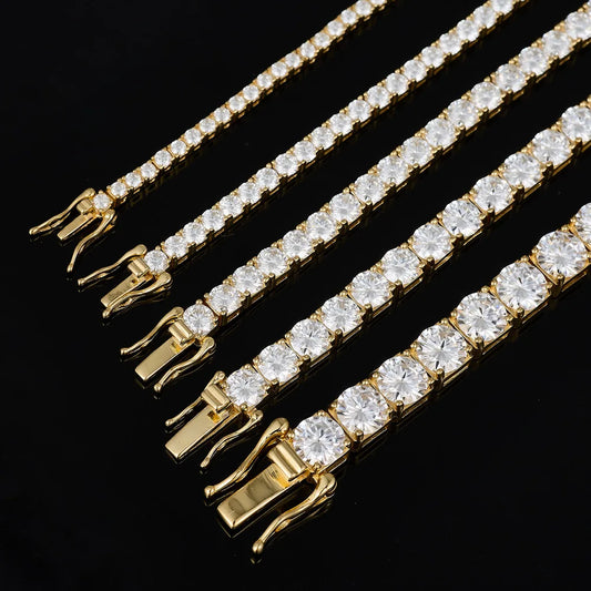 Bracelet tennis moissanite 3/4/5mm pour femmes hommes S925 plaqué argent or 18 carats Bijoux fins de mariage et de fête avec certificat
