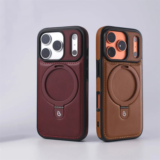 Magnetic Ring Stand PU Leather Shockproof Case For iPhone 17 Pro Max Air 16 15 14 13 12 Plus For Magsafe Wireless Charge Cover
