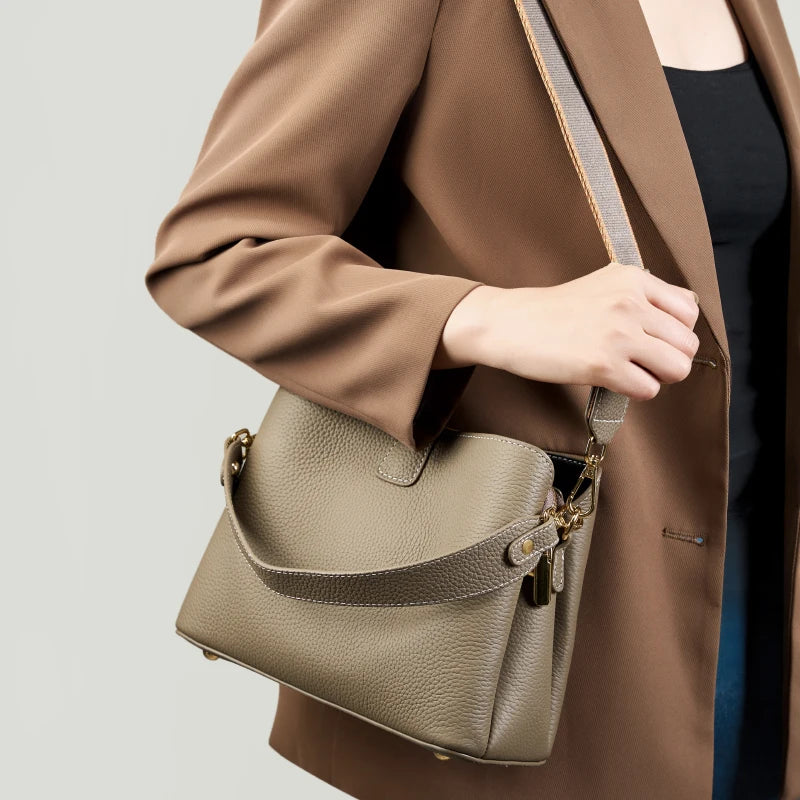 Genuine Leather Women's Bag Luxury Designer Shoulder Bag Large Capacity Cowhide Handbags High Quality Women Crossbody Bags