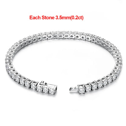 2-5mm Moissanite Tennis Bracelets for Women Men Lab Diamond S925 Silver Plated White Gold Bracelet Spring Clasp Wedding Jewelry