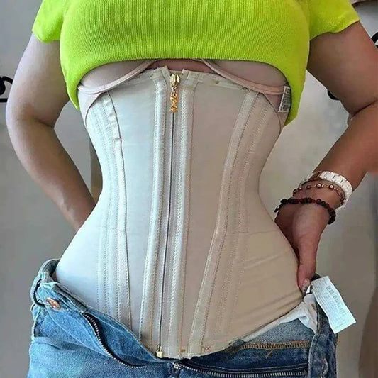 Women Plus Size Fajas Waist Trainer Corset Tummy Control Zipper Vest Body Shaper Cincher Shapewear Slimming Belt Sports Girdle